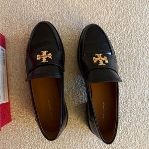 Tory Burch Black and Gold Loafers